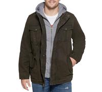 Levi's Herren Militärjacke mit Kapuze aus Gewaschener Baumwolle (Normale Größen) Leichte Baumwolljacke, Dunkelbraun/Sherpa gefüttert, XL
