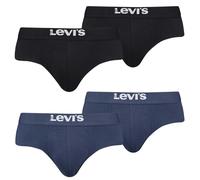 Levi's Herren Slips, 4er Pack - Solid Basic Brief Organic, Logobund Schwarz/Blau M
