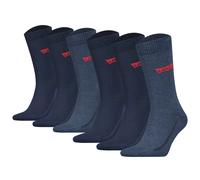 Levi's® Herren Socken 6er Pack- Regular Cut Batwing, ECOM, Logo, einfarbig, blau, 39-42 Blau