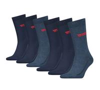 Levi's® Herren Socken 6er Pack- Regular Cut Batwing, ECOM, Logo, einfarbig, blau, 43-46 Blau