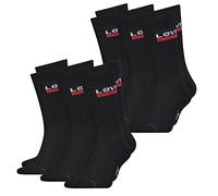 Levis Herren Socken Regular Cut 120SF SPRT LT 6er Pack Crew Sportsocken Baumwolle 35-38 39-42 43-46 Schwarz Weiß Blau Grau, Größe:35-38, Farbe:Black (003)