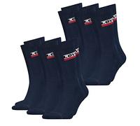 Levis Herren Socken Regular Cut 120SF SPRT LT 6er Pack Crew Sportsocken Baumwolle 35-38 39-42 43-46 Schwarz Weiß Blau Grau, Größe:35-38, Farbe:Dress Blue (002)