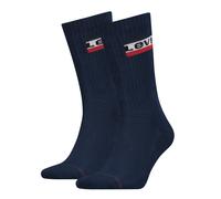 Socken LEVI'S "LEVIS REGULAR CUT SPRTWR LOGO 2P", Damen, Gr. 39-42, blau (marineblaus), Baumwollmischung, bedruckt, unifarben mit Farbeinsatz, normal, Socken Socken, mit breitem Logobund (47303368-39)