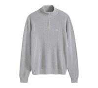 Strickpullover LEVI'S "HM QUARTER ZIP SWEATER", Herren, Gr. XL, mid tone grau heather, Strick, Obermaterial: 100% Baumwolle, unifarben, normal hüftbedeckend, Rundhals, Bündchen, Pullover Strickpullove