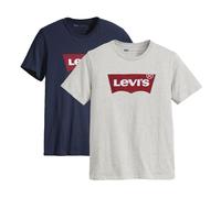 LEVIS Levi's Herren T-Shirt 2er Pack - "Graphic Set-In Neck", Rundhals, Baumwolle (TB_17783-2P) S Grau/Blau
