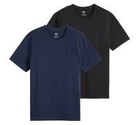 Levi's Herren T-Shirt, 2er Pack - Icon Tee, Rundhals, Baumwolle, einfarbig Schwarz/Blau / 2XL XXL Mehrfarbig