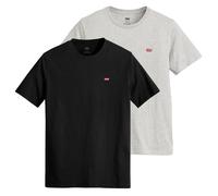Levi's Herren T-Shirt 2er Pack - "Original Housemark Tee", Rundhals, Baumwolle Schwarz/Grau L