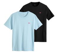 Levi's Herren T-Shirt 2er Pack - "Original Housemark Tee", Rundhals, Baumwolle Schwarz/Hellblau M