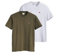 Levi's Herren T-Shirt 2er Pack - "Original Housemark Tee", Rundhals, Baumwolle Weiß/Oliv XL