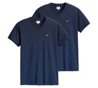 Levi's Herren T-Shirt 2er Pack - Original Housemark Tee, V-Ausschnitt, Baumwolle Dunkelblau / M M Blau