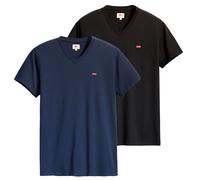 Levi's Herren T-Shirt 2er Pack - Original Housemark Tee, V-Ausschnitt, Baumwolle Schwarz/Dunkelblau / L L Mehrfarbig