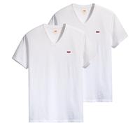 Levi's Herren T-Shirt 2er Pack - Original Housemark Tee, V-Ausschnitt, Baumwolle L Weiß