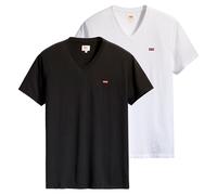Levi's Herren T-Shirt 2er Pack - Original Housemark Tee, V-Ausschnitt, Baumwolle Weiß/Schwarz / 2XL XXL Mehrfarbig