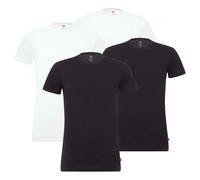 Levi's Herren T-Shirts, 4er Pack - Rundhals, Kurzarm, einfarbig Weiß/Schwarz M