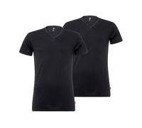 T-Shirt LEVI'S, Damen, Gr. XL, schwarz (jet schwarz), Single Jersey, Obermaterial: 95% Baumwolle, 5% Elasthan, unifarben, normal normal, V-Ausschnitt, Shirts T-Shirt, V-Ausschnitt, Kurzarm, Cotton-Mix
