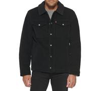 Levi's Herren Trucker-Jacke aus Cord mit Sherpa-Futter (Normale Größen) Jeansjacke, schwarz, L/Tall