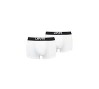 LEVI´S Herren Boxershorts, 2er Pack - Solid Basic Trunk Organic, Logobund Weiß L