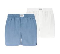 Webboxer LEVI'S "Web-Boxershorts Woven Boxers 2P 2er Pack", Herren, Gr. S, weiß, hellblau, Obermaterial: 100% Baumwolle CO., Unterhosen (68575605-S) weiß, hellblau