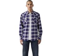 Flanellhemd LEVI'S "BARSTOW WESTERN STANDARD", Herren, Gr. XL, N-Gr, hawley plaid blau de, Flanell, Obermaterial: 99% Baumwolle, 1% metallisierte Fasern, Basic, normal, 2-Knopf-Manschette mit Druckknö