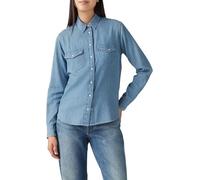 Jeansbluse LEVI'S "ESSENTIAL WESTERN", Damen, Gr. M (38), play break, Denim/Jeans, Obermaterial: 91% Baumwolle, 9% Leinen, Basic, figurbetont hüftbedeckend, Langarm eckige 1-Knopf-Manschette mit Schli
