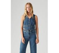 Jeansweste LEVI'S "BRAIDED VEST", Damen, Gr. M (38), blau (big yikes), Web, Obermaterial: 100% Baumwolle, unifarben, regular fit kurz, V-Ausschnitt, Westen, mit Ziernähten (44609103-M) big yikes