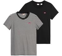 Levi's Damen T-Shirt, 2er Pack - Perfect Tee, Rundhals, Baumwolle Schwarz/Schwarz-Weiß S