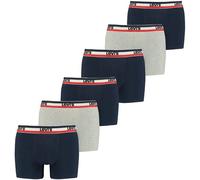 Boxershorts LEVI'S "Boxershort MEN SPRTSWR LOGO BOXER BRIEF 3P 6er Pack", Herren, Gr. XXL, blau (marine, grau), Obermaterial: 95% Baumwolle CO. 5% Elasthan EL., Unterhosen (69081406-XXL) marine, grau