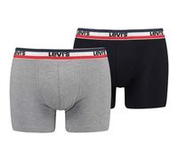 LEVIS Levi's Herren Boxershorts, 2er Pack - Sportswear Boxer Brief Organic, Logobund (701223908) XL Hellgrau/Schwarz
