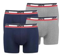 LEVIS Levi's Herren Boxershorts, 4er Pack - Sportswear Boxer Brief Organic, Logobund (TB_701223908-4P) M Blau/Hellgrau
