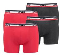 LEVIS Levi's Herren Boxershorts, 4er Pack - Sportswear Boxer Brief Organic, Logobund (TB_701223908-4P) M Rot/Dunkelgrau