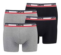 LEVIS Levi's Herren Boxershorts, 4er Pack - Sportswear Boxer Brief Organic, Logobund (TB_701223908-4P) XL Hellgrau/Schwarz