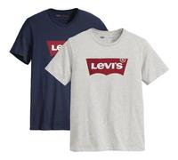 Levi's Herren T-Shirt 2er Pack - "Graphic Set-In Neck", Rundhals, Baumwolle Grau/Blau M