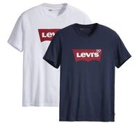 Levi's Herren T-Shirt 2er Pack - "Graphic Set-In Neck", Rundhals, Baumwolle Weiß/Blau XL