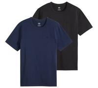 Levi's Herren T-Shirt, 2er Pack - Icon Tee, Rundhals, Baumwolle, einfarbig Schwarz/Blau XL