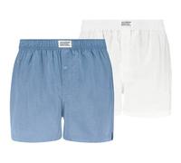 Webboxer LEVI'S "Web-Boxershorts Woven Boxers 2P 2er Pack", Herren, Gr. S, weiß, hellblau, Obermaterial: 100% Baumwolle CO., Unterhosen (68575605-S) weiß, hellblau