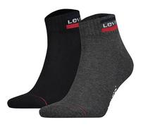 LEVIS Levi's Unisex 2er Pack Sportsocken - Mid Cut SPRTWR, Logo, einfarbig (902011001) 35-38 Schwarz