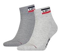 LEVIS Levi's Unisex 2er Pack Sportsocken - Mid Cut SPRTWR, Logo, einfarbig (902011001) 39-42 Grau