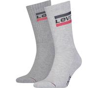 Levi's Unisex 2er Pack Sportsocken - Regular Cut SPRTWR, Logo, einfarbig Grau 43-46