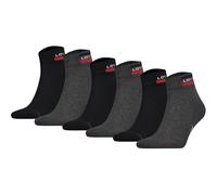LEVIS Levi's Unisex 6er Pack Sportsocken - Mid Cut SPRTWR, Logo, einfarbig (TB_902011001-6P) 35-38 Schwarz/Grau