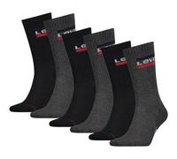 LEVIS Levi's Unisex 6er Pack Sportsocken - Regular Cut SPRTWR, Logo, einfarbig (TB_902012001-6P) 39-42 Schwarz/Grau