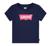 T-Shirt LEVI'S KIDS "LVG BATWING TEE", Mädchen, Gr. 12/152, blau (peacoat, tea), Jersey, Obermaterial: 60% Baumwolle, 40% Polyester, bedruckt, casual, Basic schmal hüftlang, Rundhals, Kurzarm abgestep