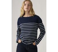 Langarmshirt LEVI'S "MARIN STRIPE TOP", Damen, Gr. M (38), magnolia stripe navy, Sweatware, Obermaterial: 100% Baumwolle, gestreift, normal hüftbedeckend, Rundhals, Shirts, Saum mit kurzen Seitenschli
