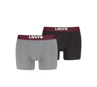 Boxershorts LEVI'S "LEVIS MEN SLD BASC BOXER BRIEF ORG CO 2P", Herren, Gr. XL, grau (grau, schwarz), Obermaterial: 95% Baumwolle, 5% Elasthan, normal, Unterhosen, mit breitem Logobund (18378935-XL) gr