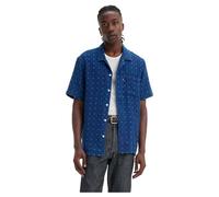 LEVIS Men's The Sunset Camp Shirt Blues, Grid Indigo Double C, L