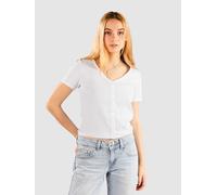 Levi's T-Shirt Muse Feinripp V-Ausschnitt mit Knopfleiste Weiß Damen Gr. L (40)