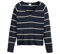 Longpullover LEVI'S "PETAL VNECK SWEATER", Damen, Gr. S (36), stephanie stripe nav, Sweatware, Obermaterial: 53% Polyester, 30% Viskose, 17% Polyamid, casual, regular fit taillenbedeckt, V-Ausschnitt,