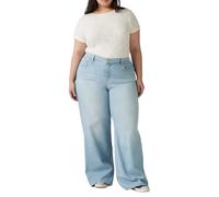 Weite Jeans LEVI'S PLUS "PL 318 SHAPING WIDE LEG", Damen, Gr. 14 (46), Länge 32, tall glass of water plus, Denim/Jeans, Obermaterial: 80% Baumwolle, 19% Polyester, 1% Elasthan, unifarben, weit knöchel