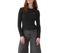 Rundhalspullover LEVI'S "RIB CREW SWEATER", Damen, Gr. M (38), grau (anthrazit night), Strick, Obermaterial: 53% Baumwolle, 32% Polyester, 13% Polyamid, 2% Elasthan, normal, Rundhals, Pullover Rundhal