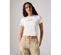 Print-Shirt LEVI'S "T-Shirt GR ESSENTIAL SPORTY TEE", Damen, Gr. XL (42), ess sport serif 1873 weiß, Jersey, Obermaterial: 100% Baumwolle, bedruckt, unifarben, casual, tailliert extrakurz, Rundhals, K