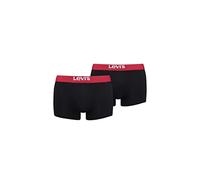Levi's Solid Basic Herren Boxershorts Unterwäsche aus Bio-Baumwolle im 2er Pack, Farbe:Black/Red, Bekleidungsgröße:S